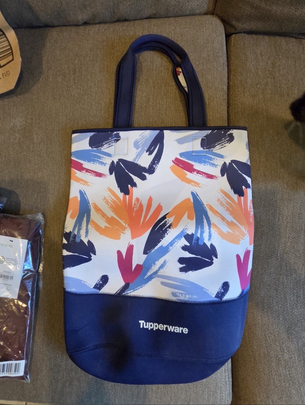 Tupperware Navy Floral Brushstroke Tote Bag NEW